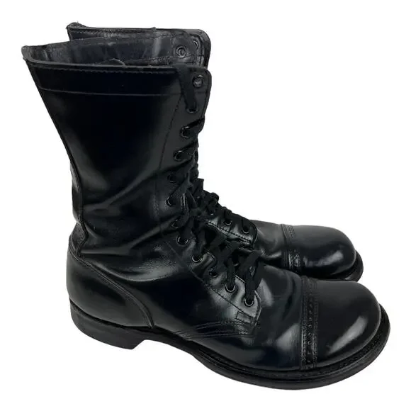HH Brand Double H 975 Military Combat Jump Boots Cap Toe Upper Leather USA 9 1/2